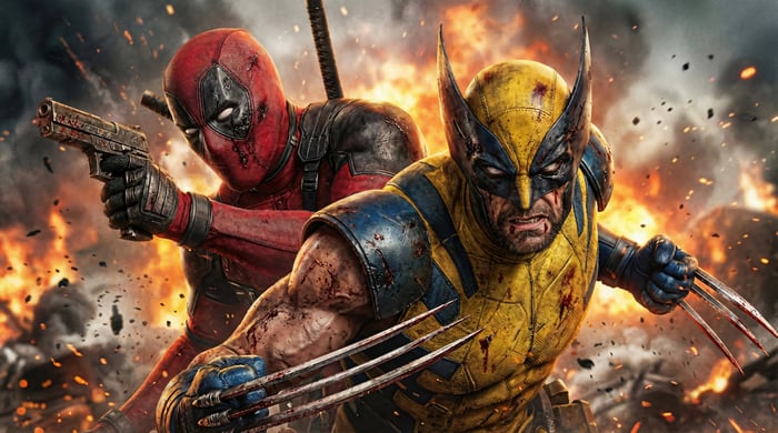 Deadpool and Wolverine in battle