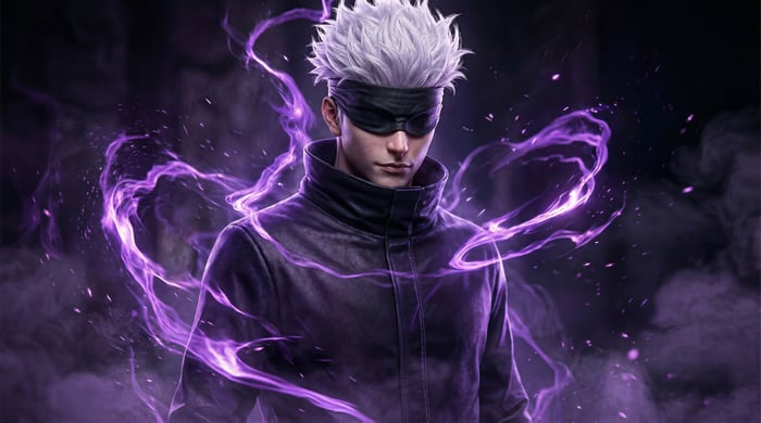 Satoru Gojo with purple energy