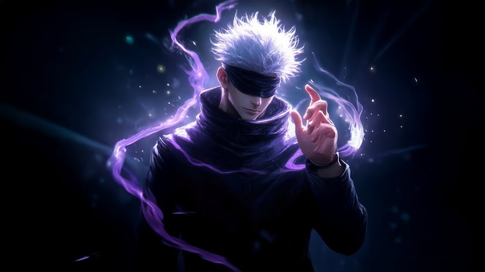 Satoru Gojo with purple energy