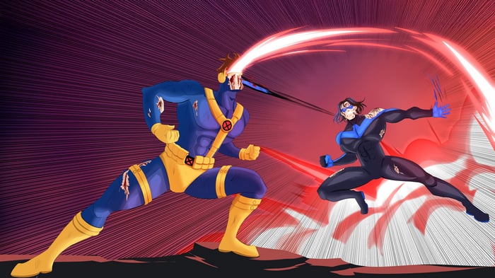 Cyclops vs. Nightwing battle
