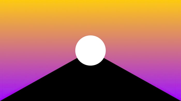 Abstract circle on a gradient background over a black triangle