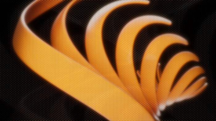 Orange ribbons on a black textured background