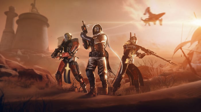 Destiny 2 Traitor characters in a desert landscape
