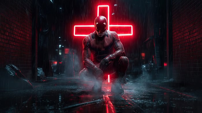 Daredevil Crouching in the Rain