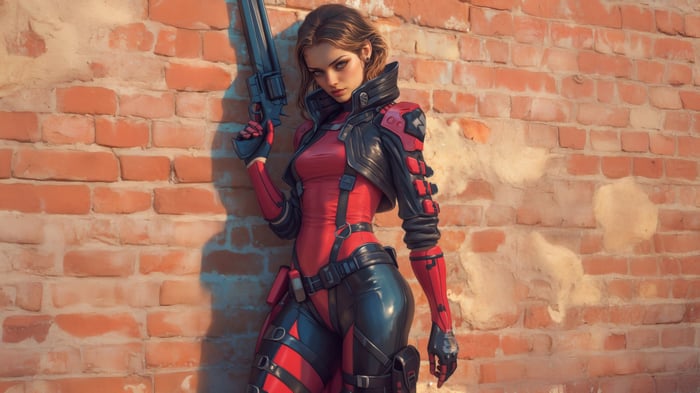 Cyber Valkyrie in Red Armor Warrior