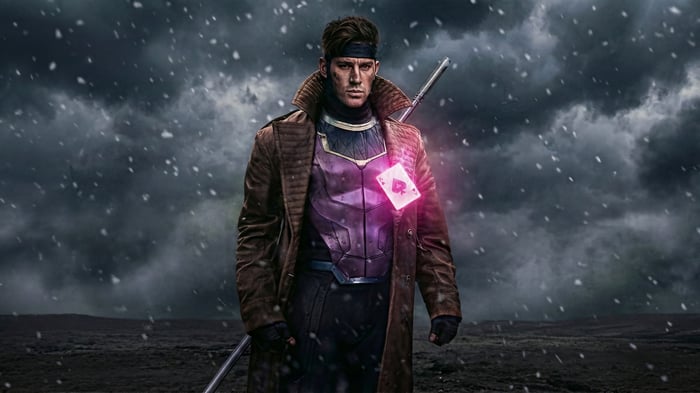 Gambit with Ace of Spades in Snowy Storm