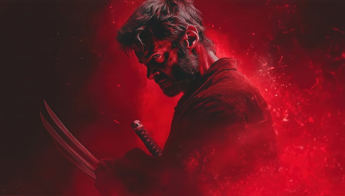 Wolverine with adamantium claws and katana