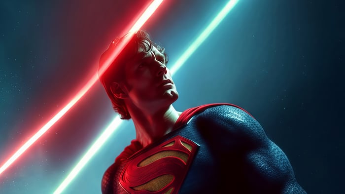 Superman with Red and Blue Lights