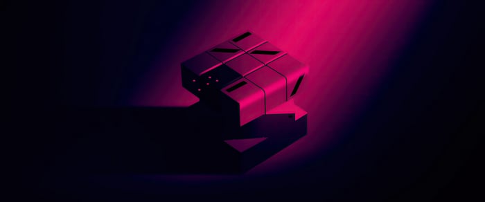 Abstract geometric shape with pink lighting
