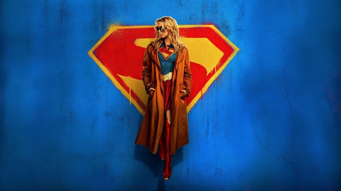 Supergirl Graffiti on Blue Wall