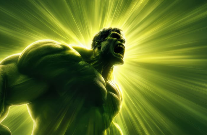 The Hulk Roaring with Green Energy