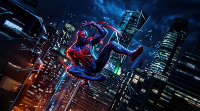 Spider-Man 2099 in a Cityscape
