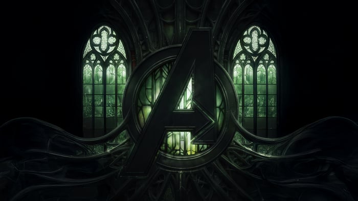 Avengers Logo in Gothic Cathedral