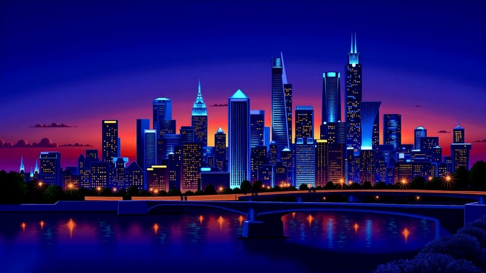 New York Neon Skyline Dreams Cityscape