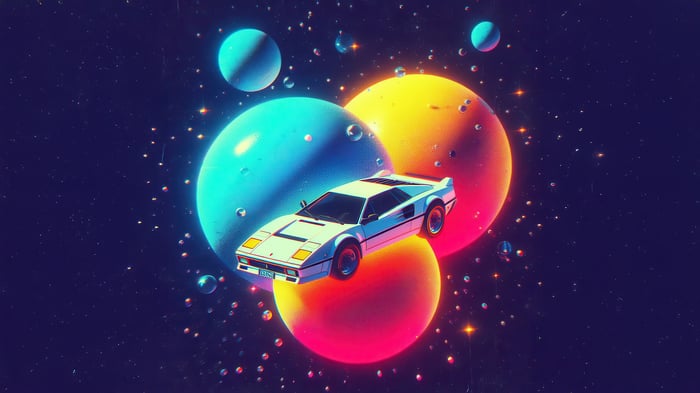 80s Dream Space Car Planetary Escape