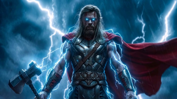 Thor with Lightning and Mjolnir