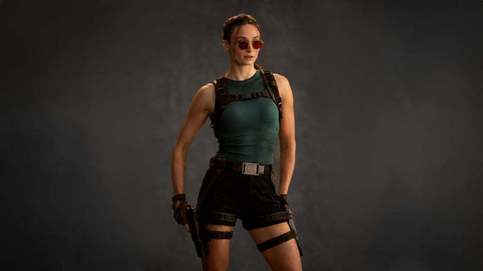 Sophie Turner as Lara Croft in Tomb Raider