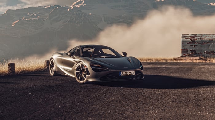 McLaren 720S parked on a mountain road