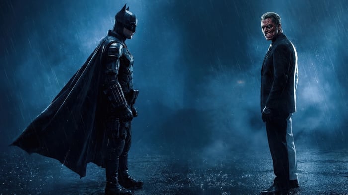 Batman and Two-Face in the Rain