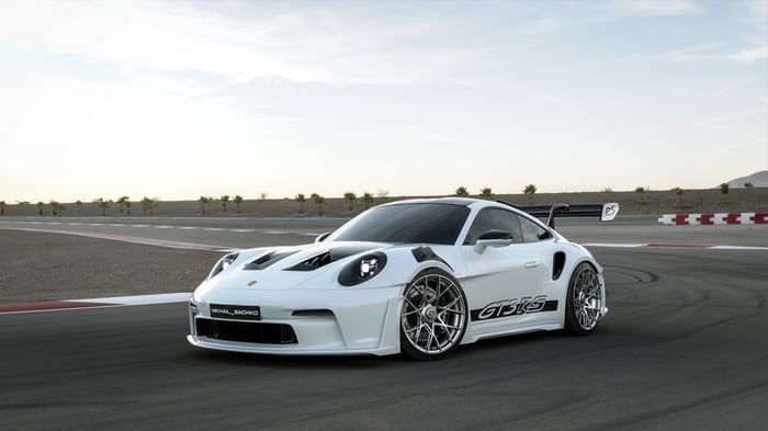 White Porsche 911 GT3 RS on a Racetrack