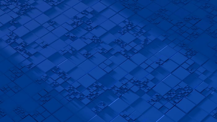 Blue Abstract Digital Grid Architecture
