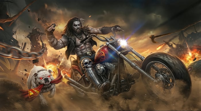 Lobo on a motorcycle with his dog
