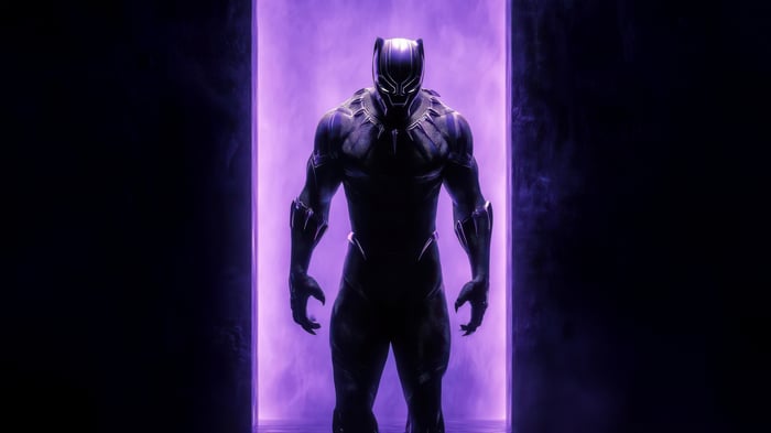Black Panther in a purple portal