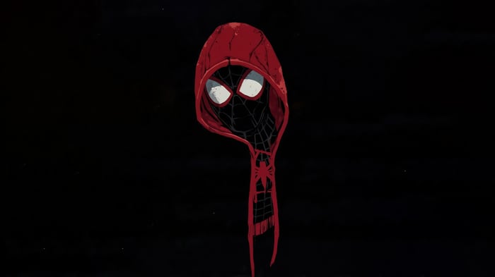 Miles Morales in a Red Hooded Costume