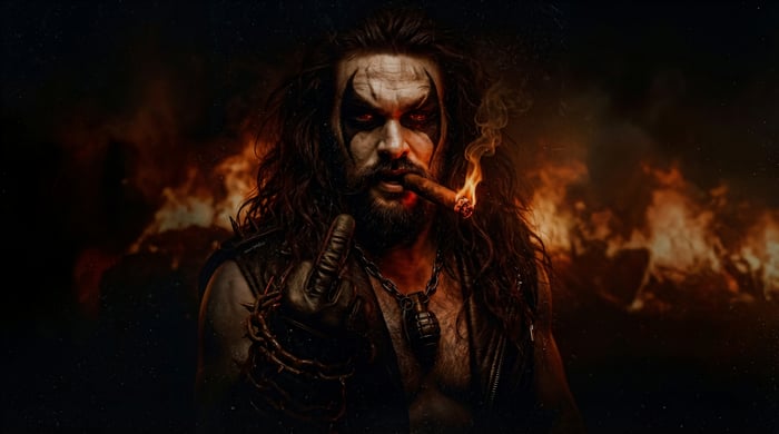 Lobo with cigar and grenade necklace