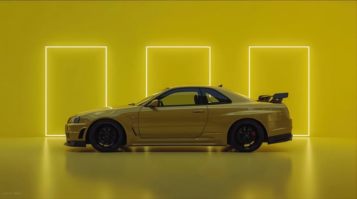 Yellow Nissan Skyline R34 GT-R