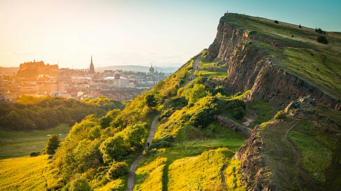 Sunset over Edinburgh with Arthur's Seat