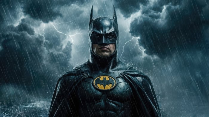 Batman in the Rain with Lightning