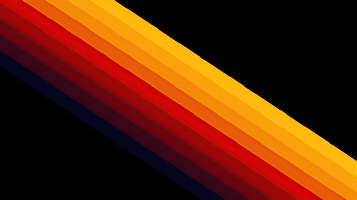 Diagonal stripes of color on a black background