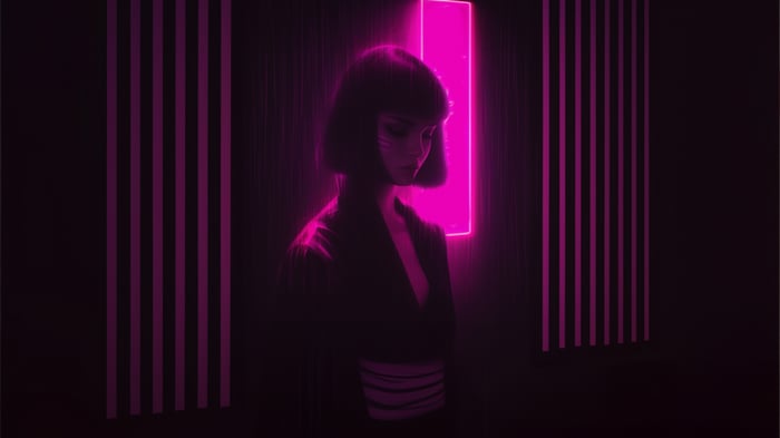 Girl in Pink Neon Lights
