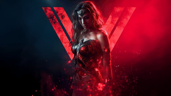 Wonder Woman with Red "V" Symbol