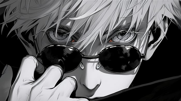 Satoru Gojo from Jujutsu Kaisen wearing sunglasses