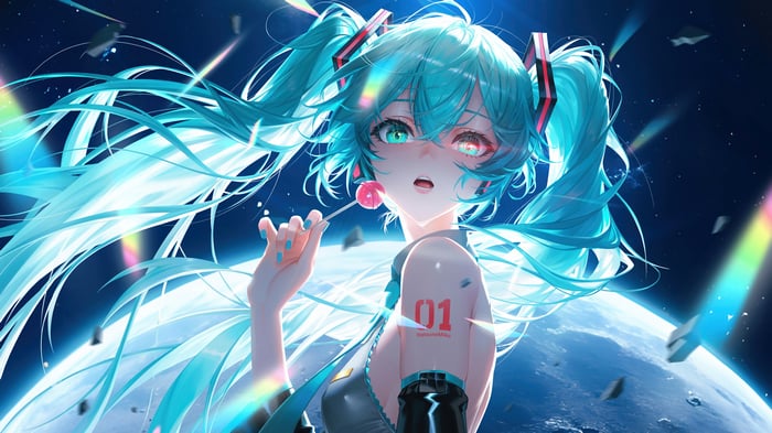 Hatsune Miku 4K Anime Girl with Lollipop