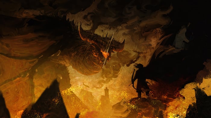 Dragon vs Archer in a Burning City 4K