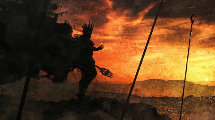 Sauron with the One Ring at Sunset