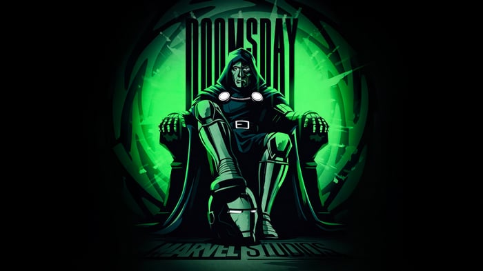 Doctor Doom on Throne with Iron Man Helmet 4K