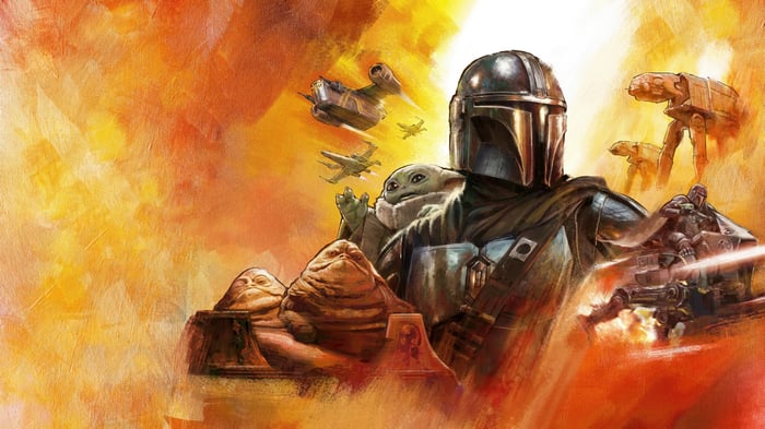 The Mandalorian and Grogu in Star Wars 4K