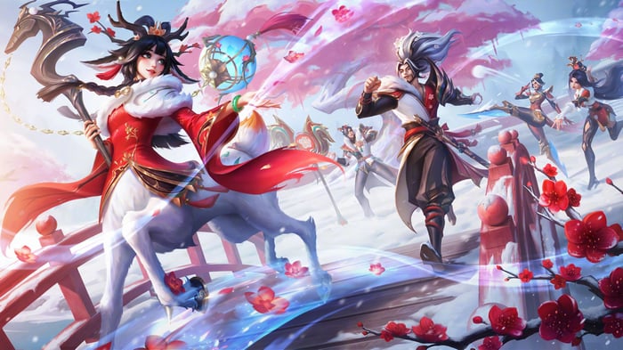 League of Legends Petals of Spring Lillia Yasuo Katarina Camille Jayce 4K