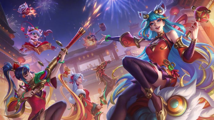 League of Legends Firecracker Characters Celebrating