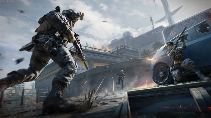 Delta Force soldiers in a battle scene