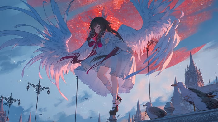 Columbina from Genshin Impact with wings