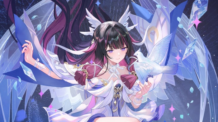 Columbina from Genshin Impact with a bird