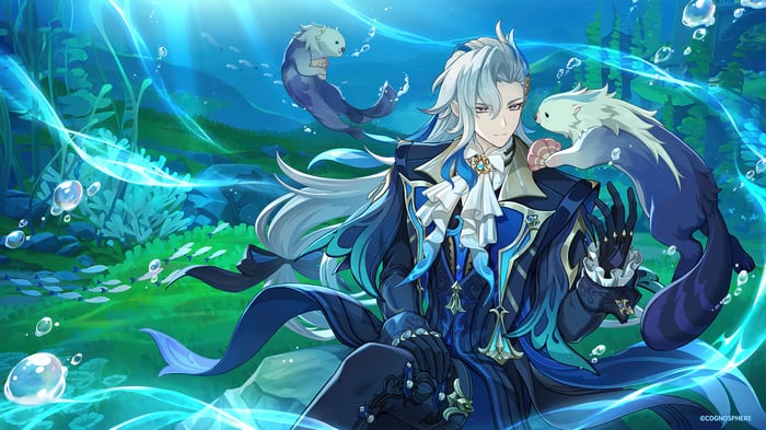 Neuvillette from Genshin Impact underwater