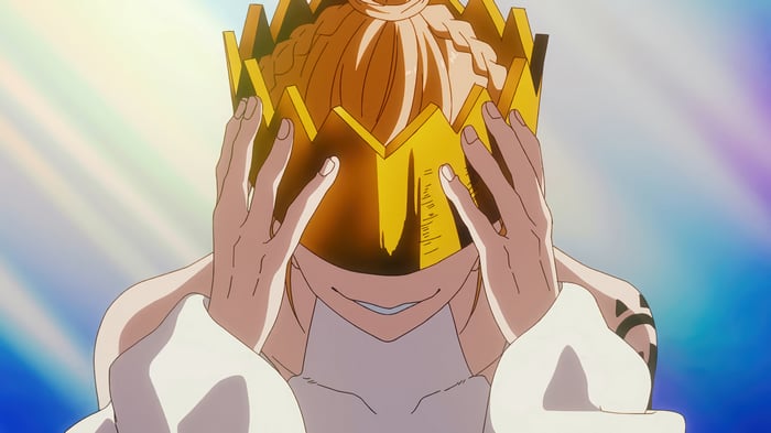 Haumea wearing a golden crown in Fire Force 4K