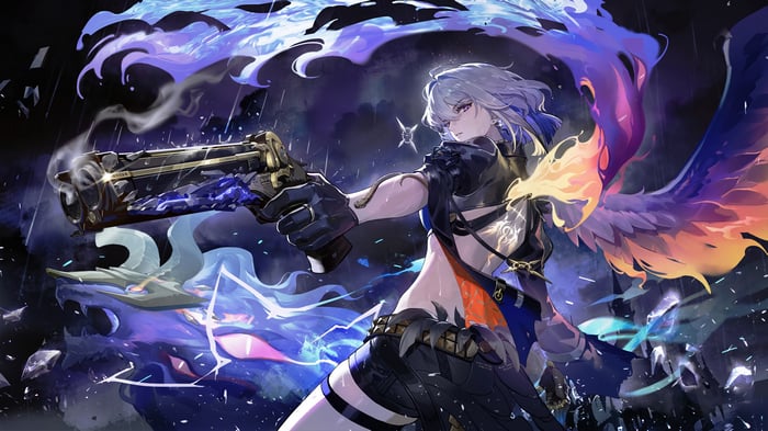 Galbrena from Wuthering Waves holding a gun