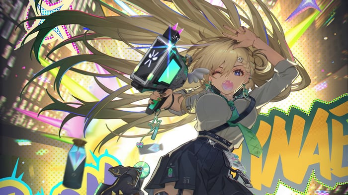 Lynae from Wuthering Waves holding a futuristic gun